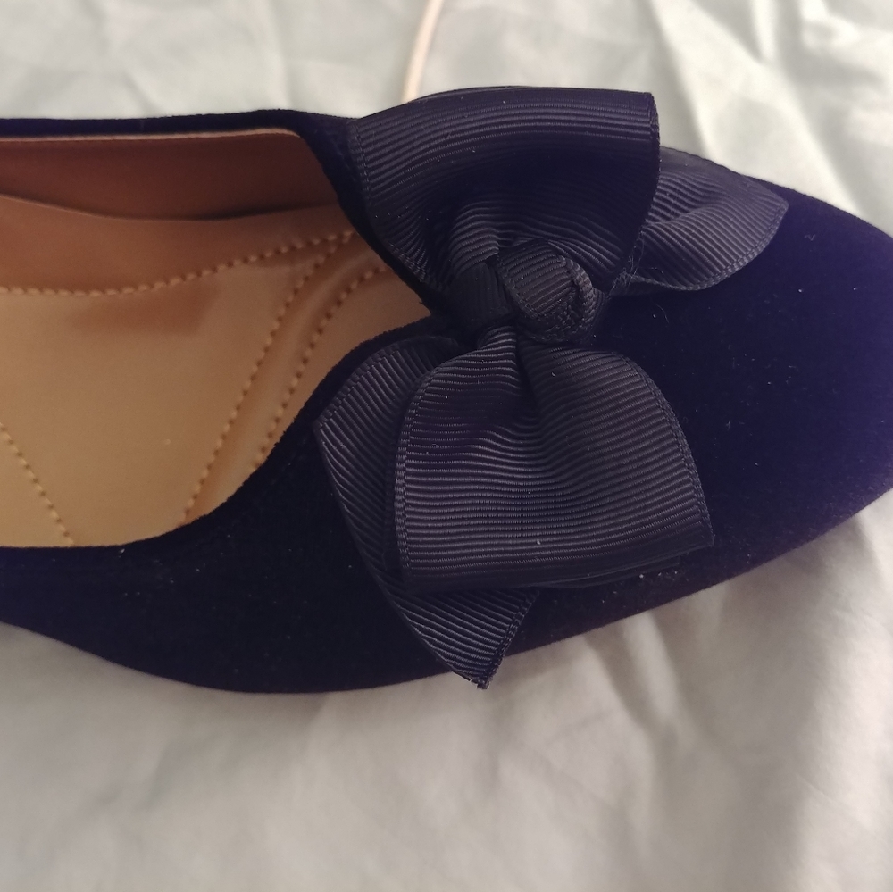 11M Black Velvet Satin Heel Shoes